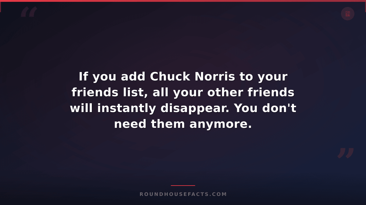 Chuck Norris Fact — If you add Chuck Norris to your friends list, all your other