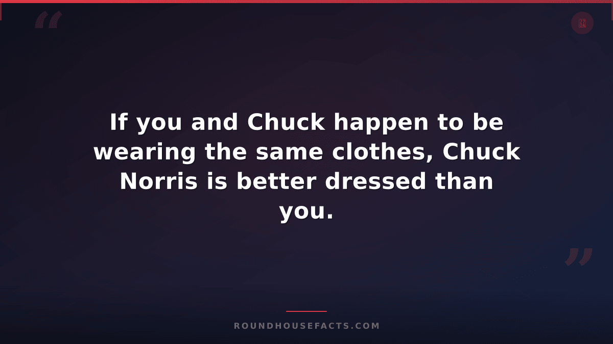 Chuck Norris Fact — If you and Chuck happen to be wearing the same clothes, Chuc