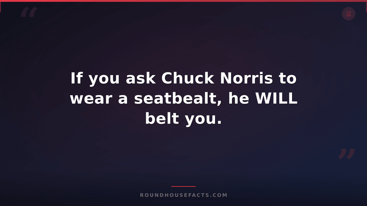 Chuck Norris Fact — If you ask Chuck Norris to wear a seatbealt, he WILL belt yo