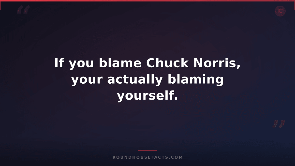 Chuck Norris Fact — If you blame Chuck Norris, your actually blaming yourself.