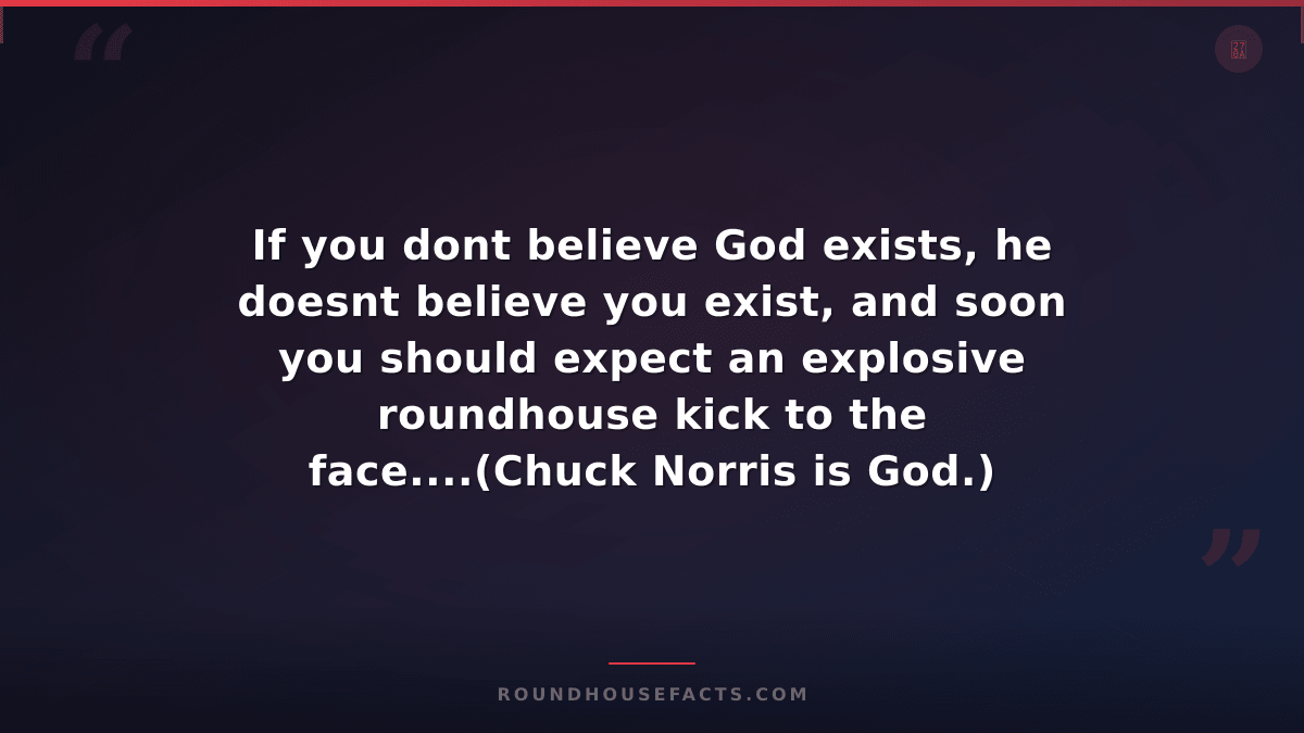 Chuck Norris Fact — If you dont believe God exists, he doesnt believe you exist,