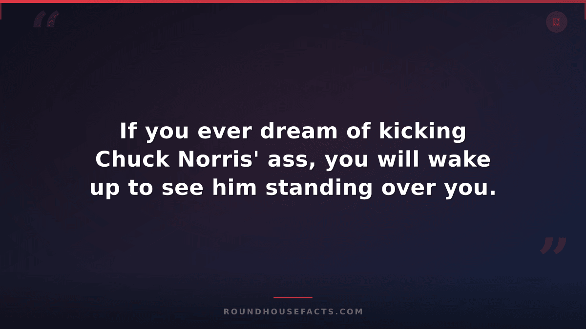 Chuck Norris Fact — If you ever dream of kicking Chuck Norris' ass, you will wak