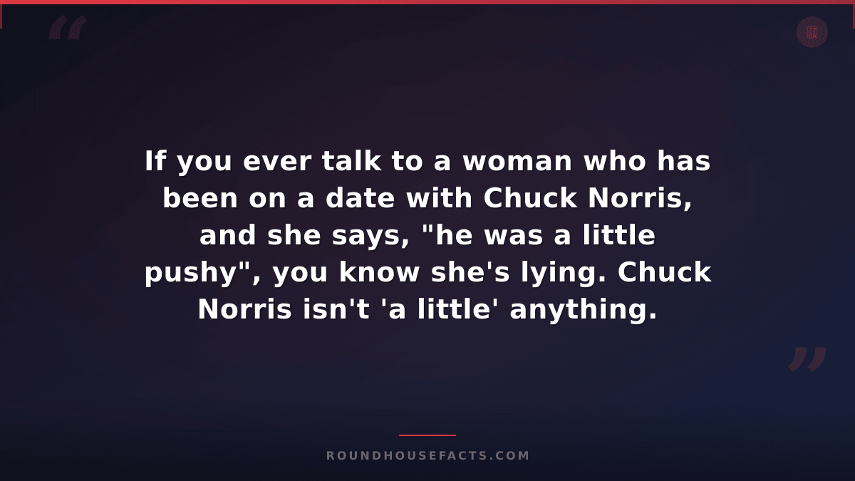 Chuck Norris Fact — If you ever talk to a woman who has been on a date with Chuc