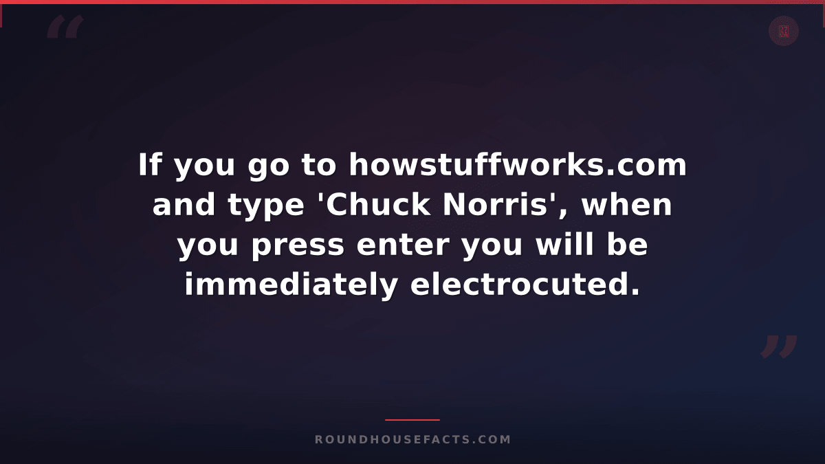 Chuck Norris Fact — If you go to howstuffworks.com and type 'Chuck Norris', when