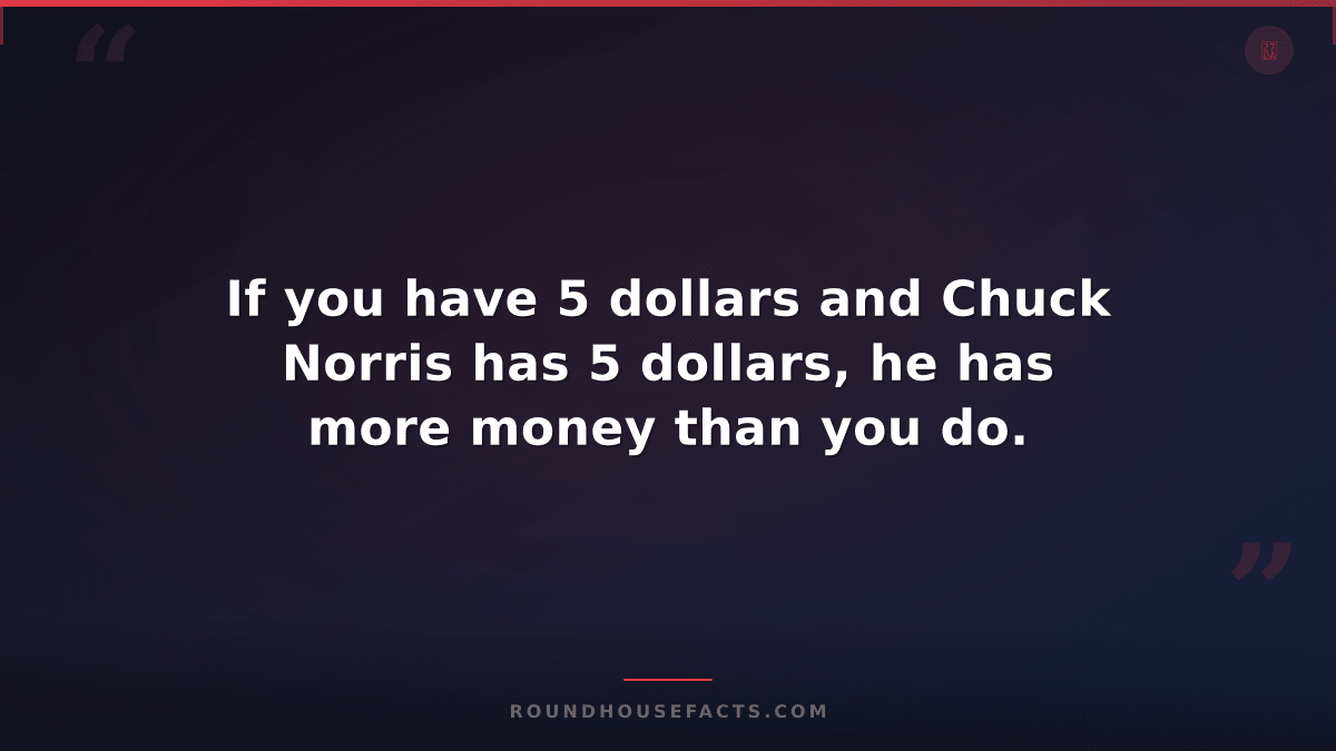 Chuck Norris Fact — If you have 5 dollars and Chuck Norris has 5 dollars, he has