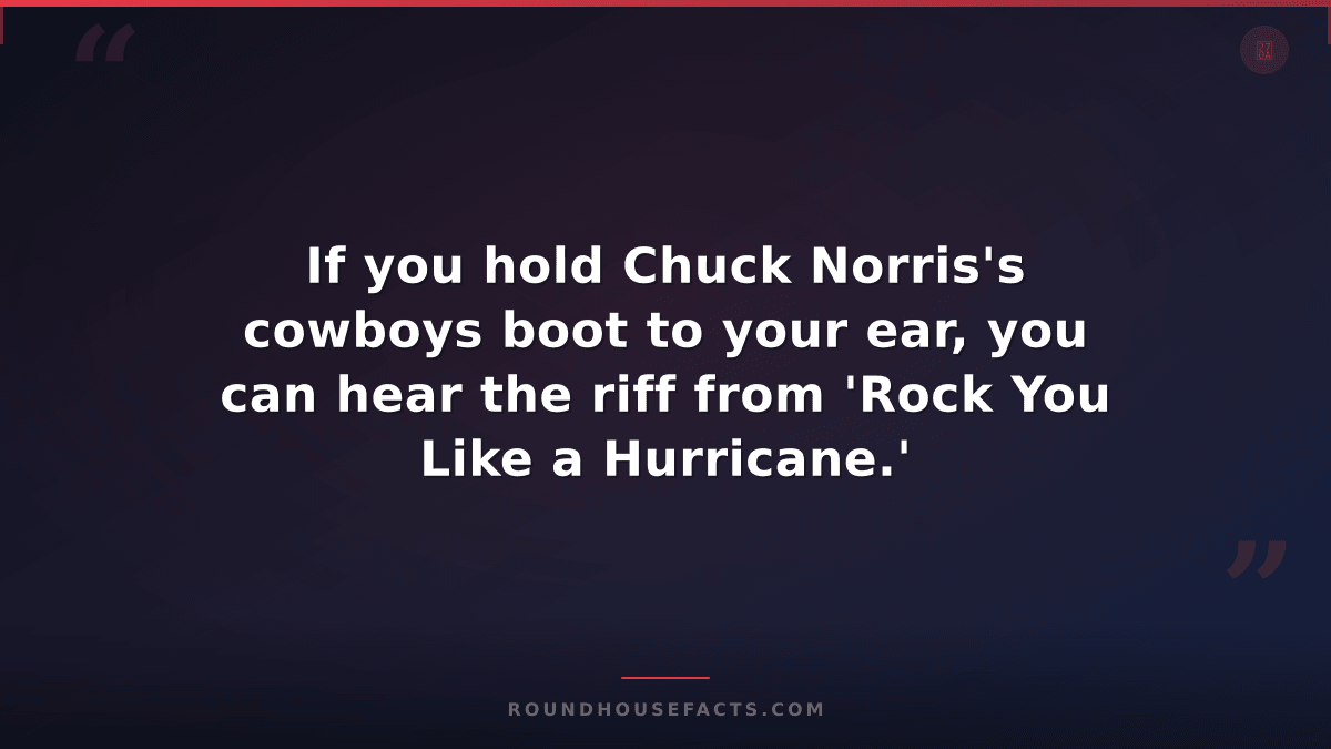 Chuck Norris Fact — If you hold Chuck Norris's cowboys boot to your ear, you can