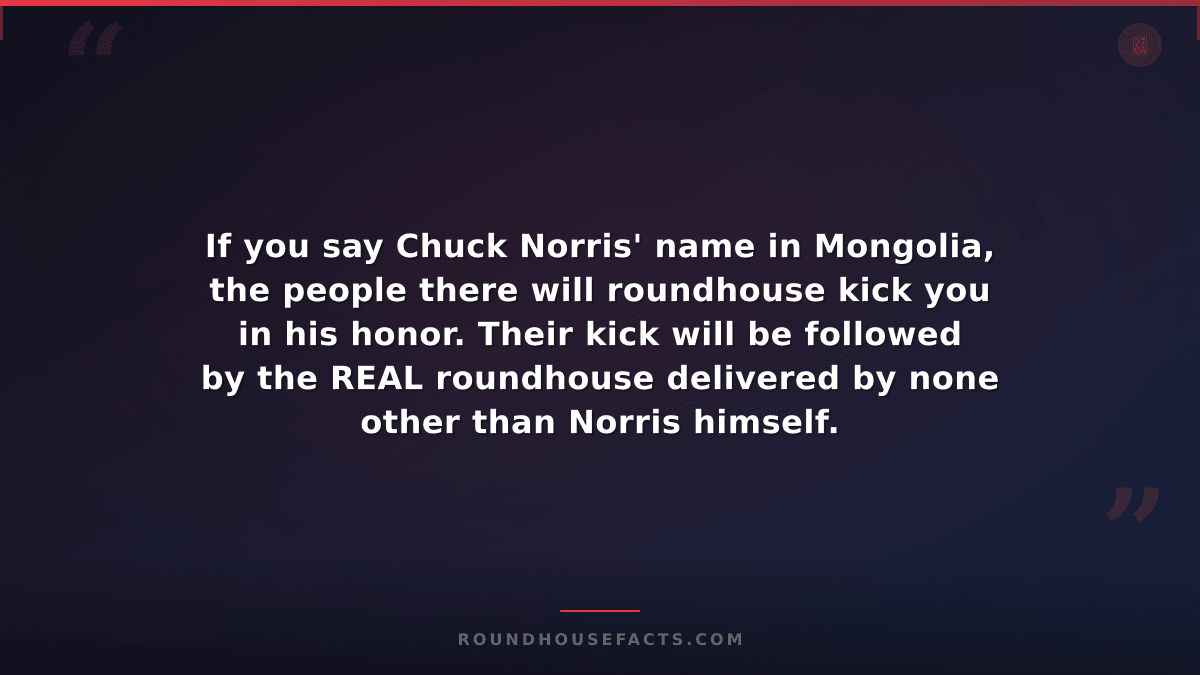 Chuck Norris Fact — If you say Chuck Norris' name in Mongolia, the people there