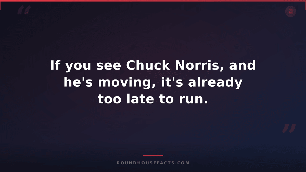 Chuck Norris Fact — If you see Chuck Norris, and he's moving, it's already too l