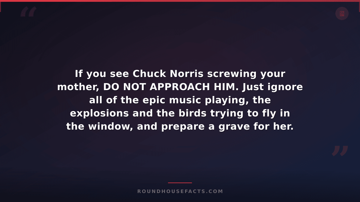 Chuck Norris Fact — If you see Chuck Norris screwing your mother, DO NOT APPROAC