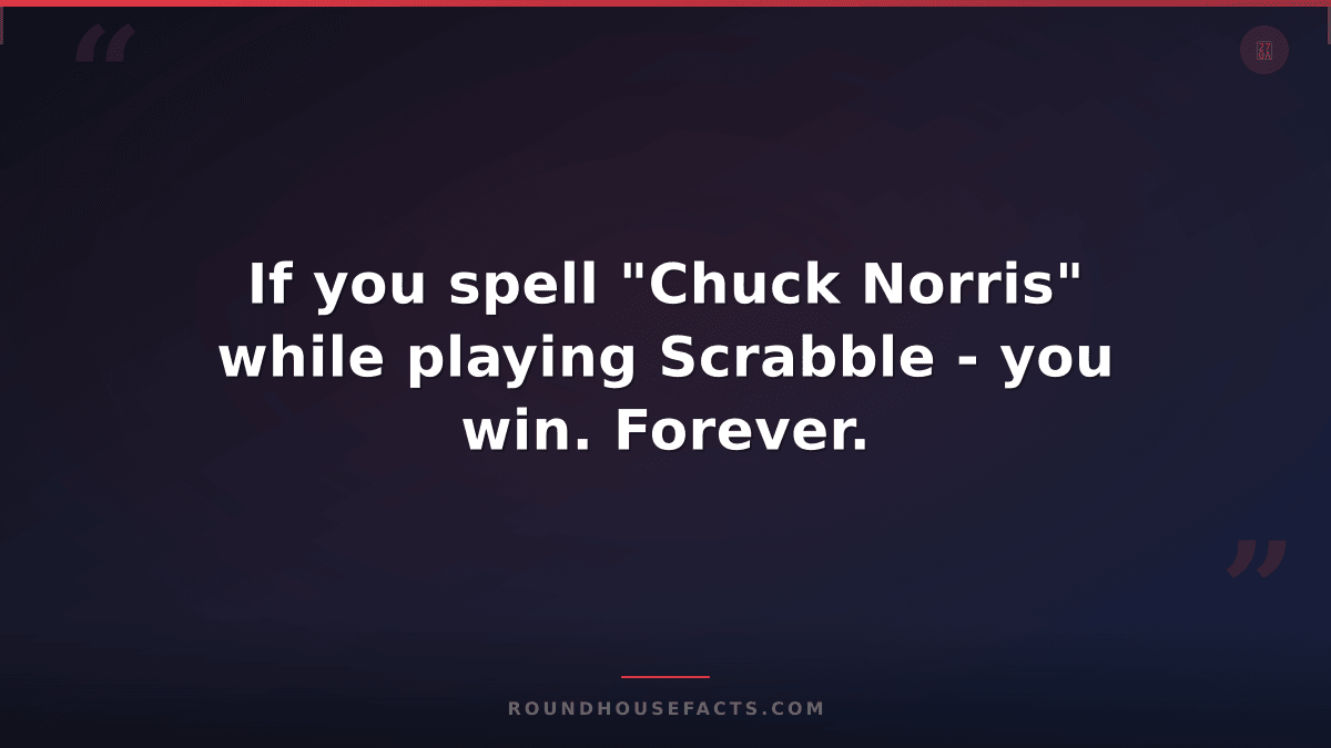 Chuck Norris Fact — If you spell "Chuck Norris" while playing Scrabble - you win