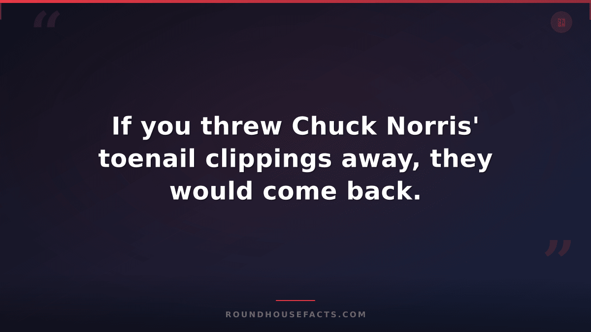 Chuck Norris Fact — If you threw Chuck Norris' toenail clippings away, they woul