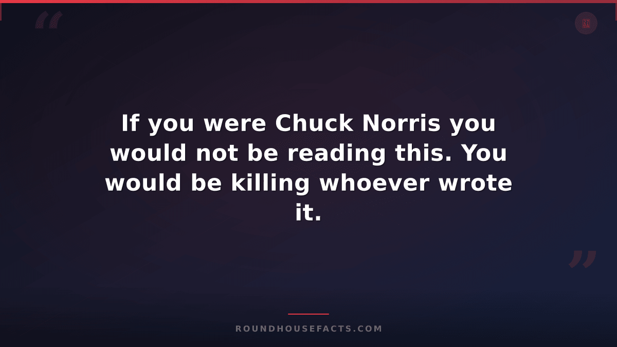 Chuck Norris Fact — If you were Chuck Norris you would not be reading this. You