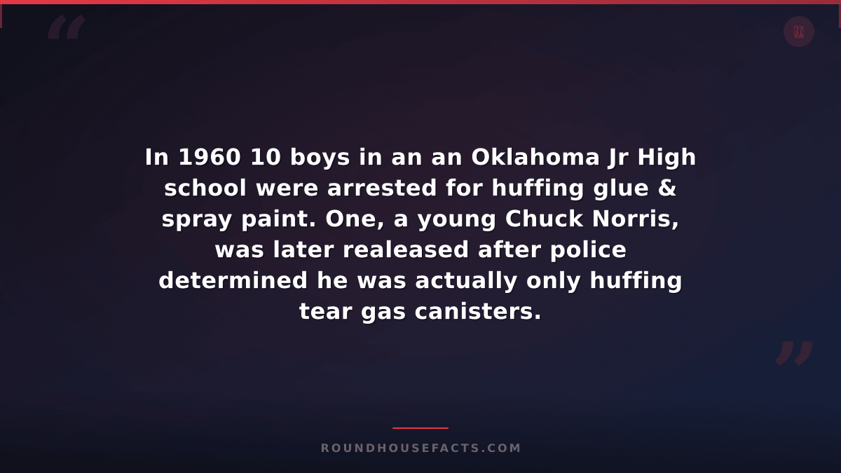 Chuck Norris Fact — In 1960 10 boys in an an Oklahoma Jr High school were arrest