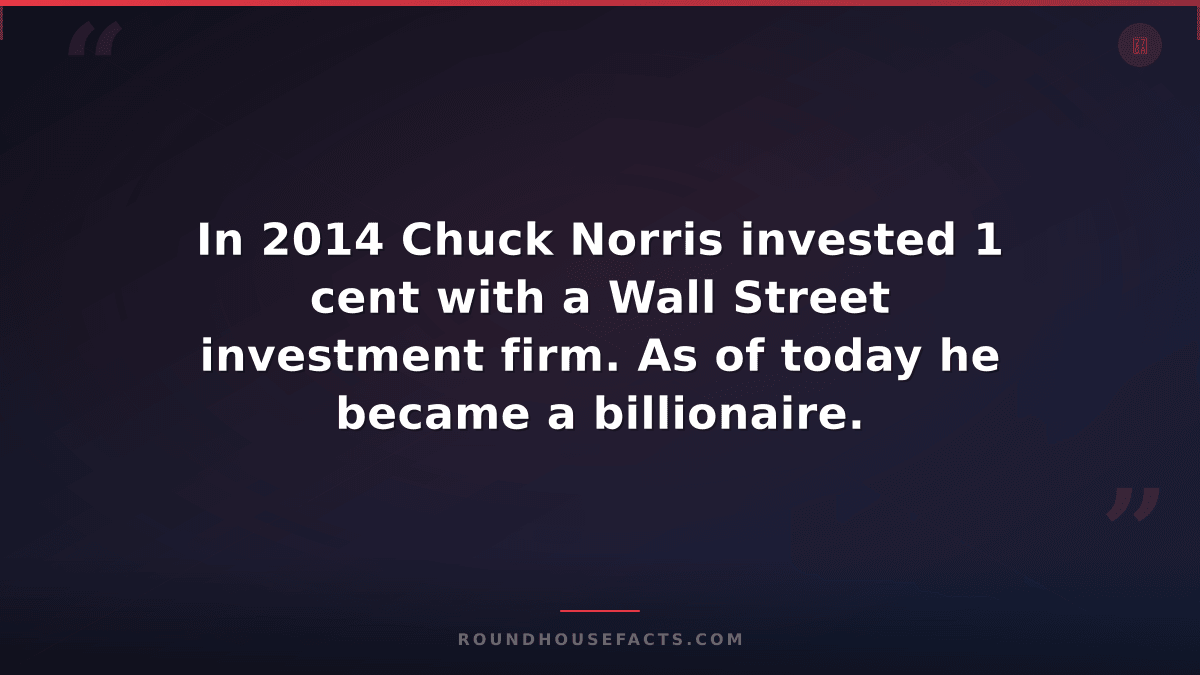 Chuck Norris Fact — In 2014 Chuck Norris invested 1 cent with a Wall Street inve