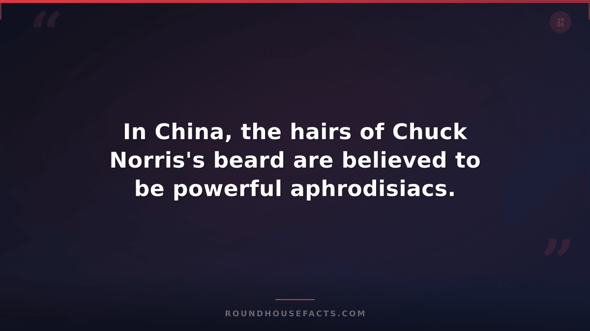 Chuck Norris Fact — In China, the hairs of Chuck Norris's beard are believed to