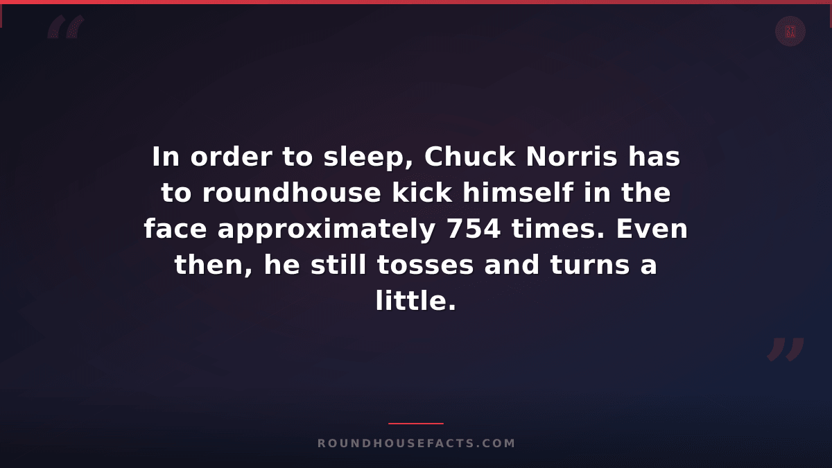 Chuck Norris Fact — In order to sleep, Chuck Norris has to roundhouse kick himse