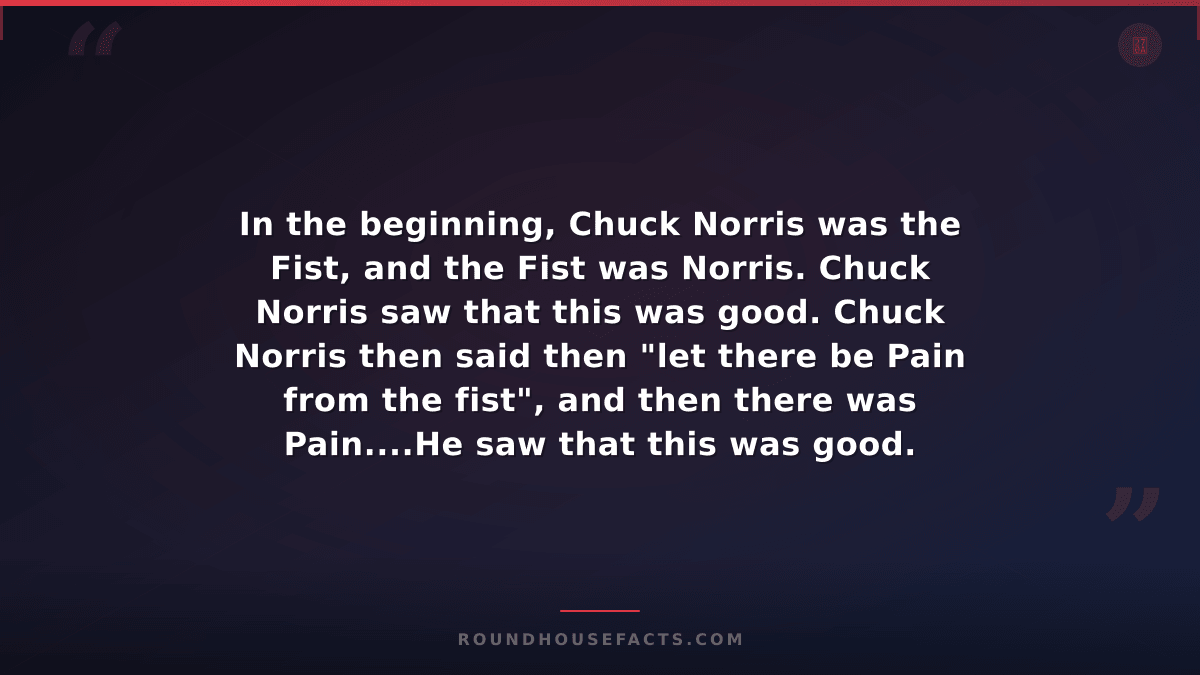 Chuck Norris Fact — In the beginning, Chuck Norris was the Fist, and the Fist wa