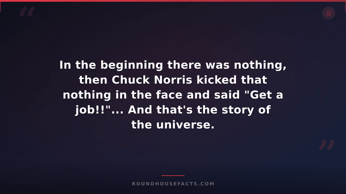 Chuck Norris Fact — In the beginning there was nothing, then Chuck Norris kicked