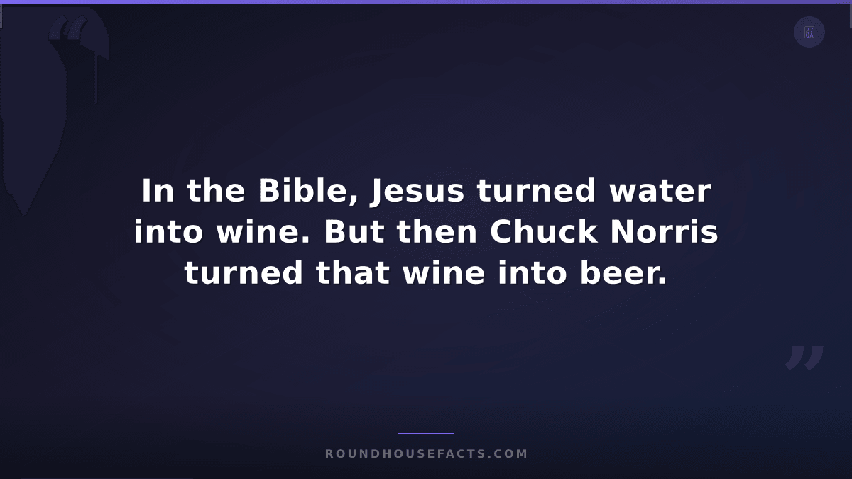 Chuck Norris Fact — In the Bible, Jesus turned water into wine. But then Chuck N