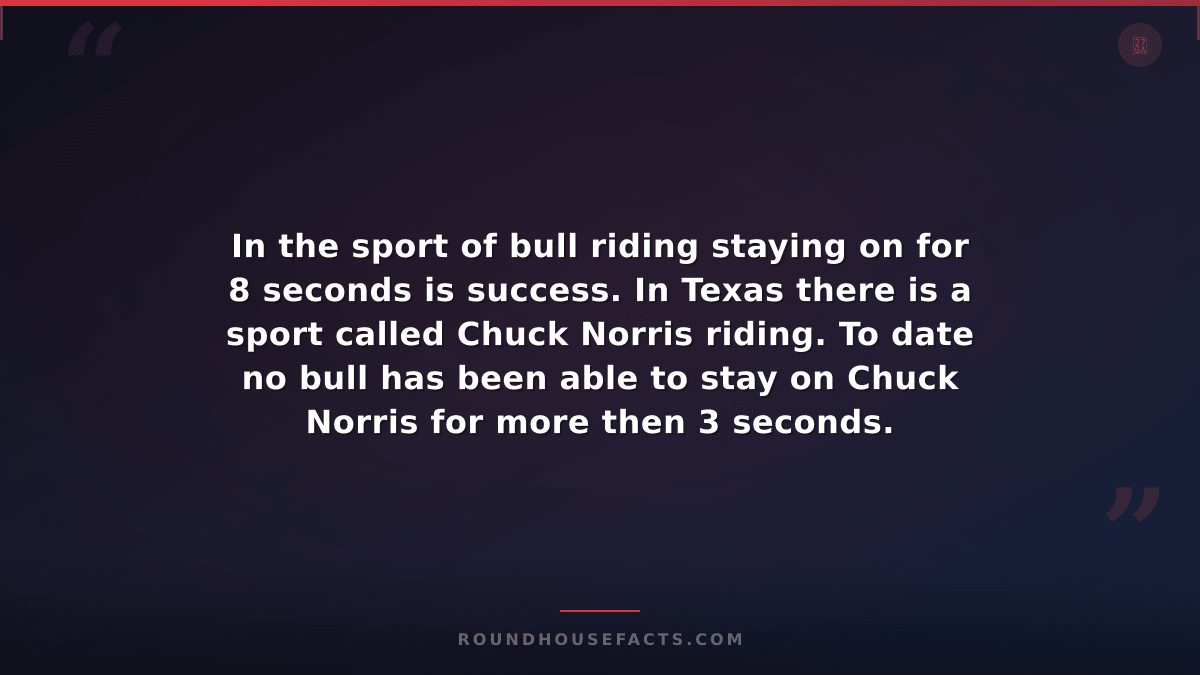 Chuck Norris Fact — In the sport of bull riding staying on for 8 seconds is succ