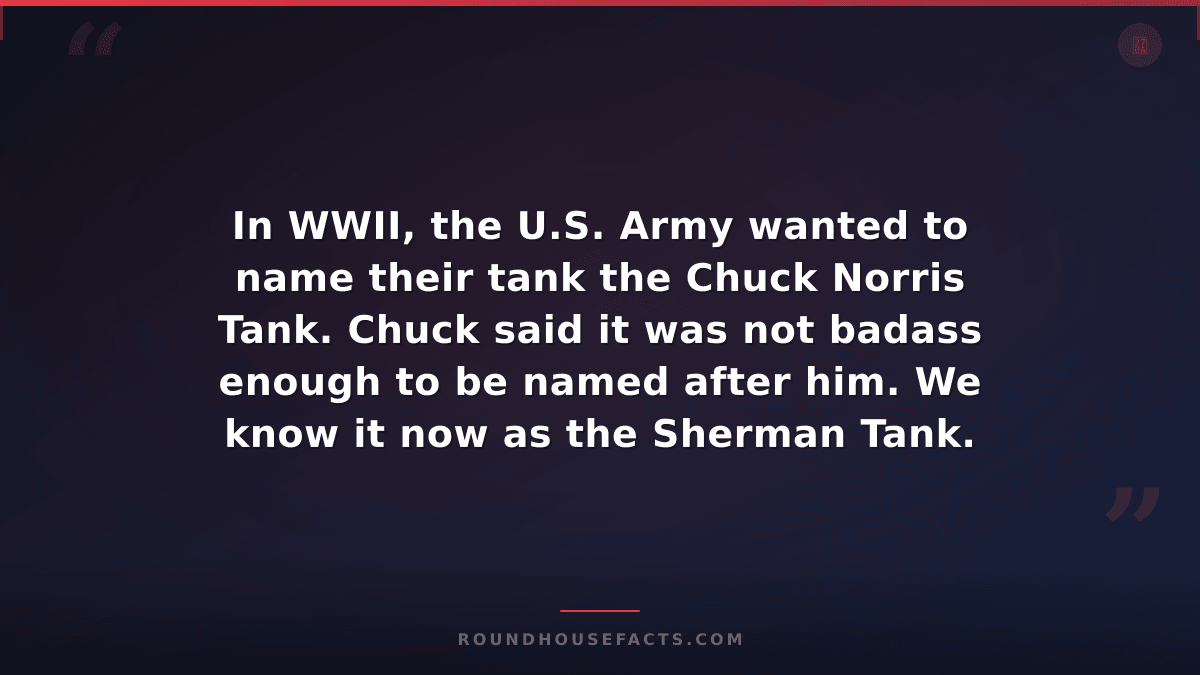 Chuck Norris Fact — In WWII, the U.S. Army wanted to name their tank the Chuck N