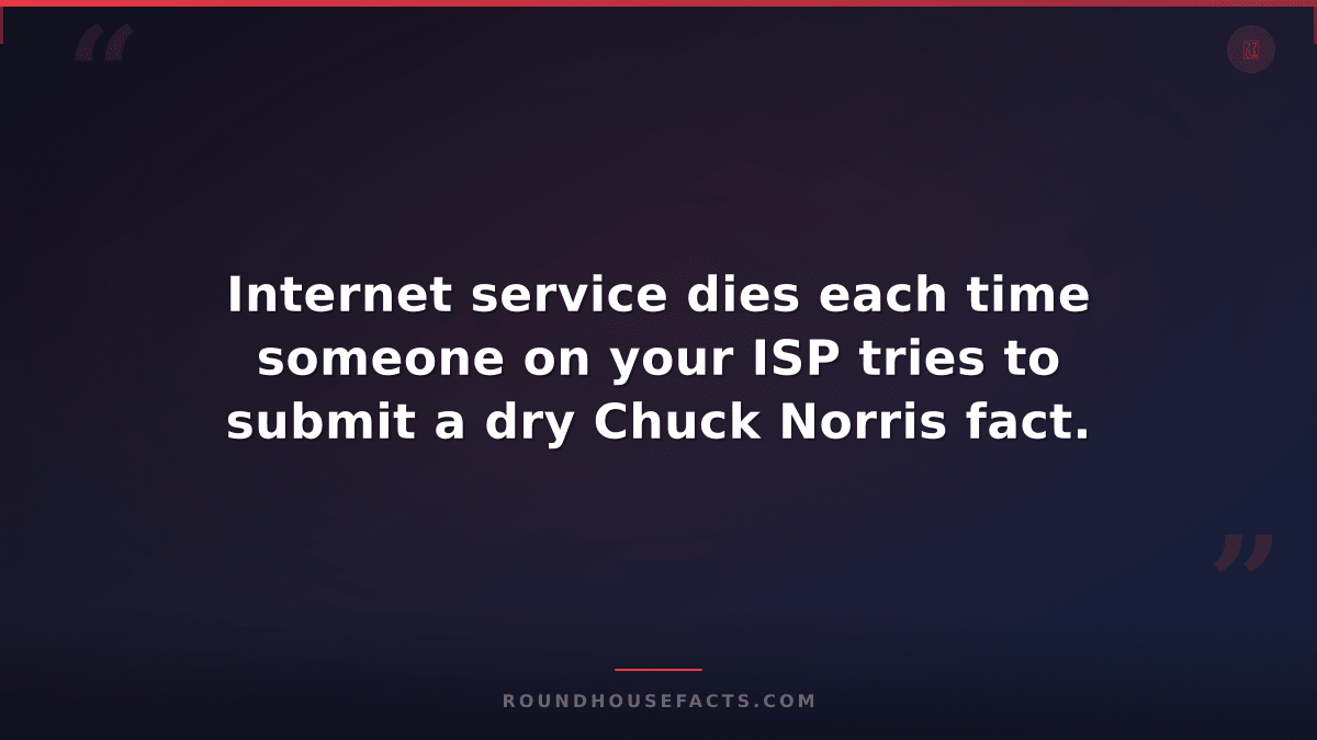 Chuck Norris Fact — Internet service dies each time someone on your ISP tries to
