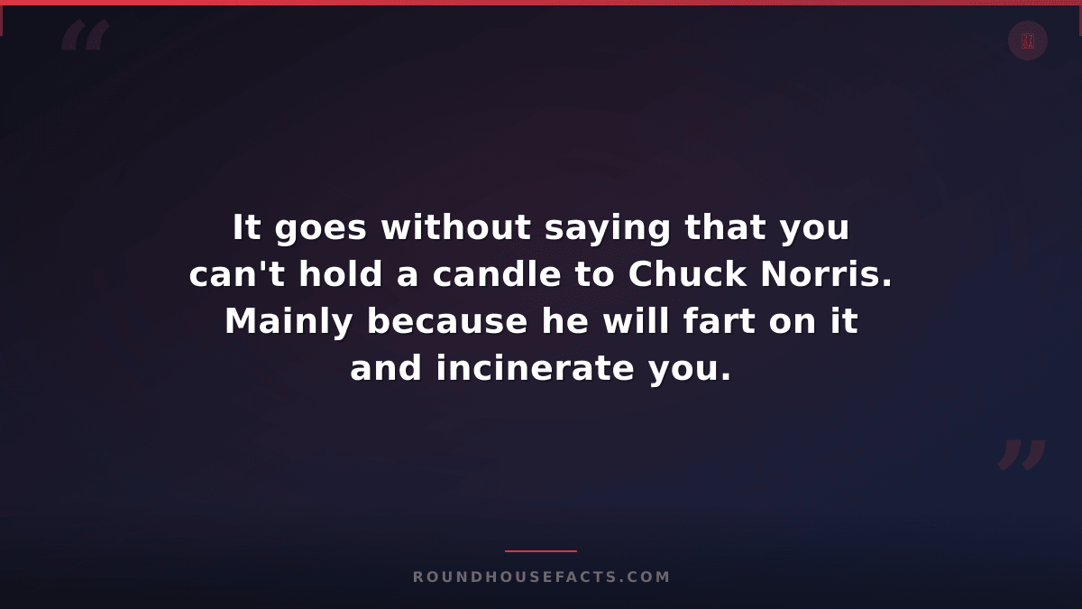 Chuck Norris Fact — It goes without saying that you can't hold a candle to Chuck