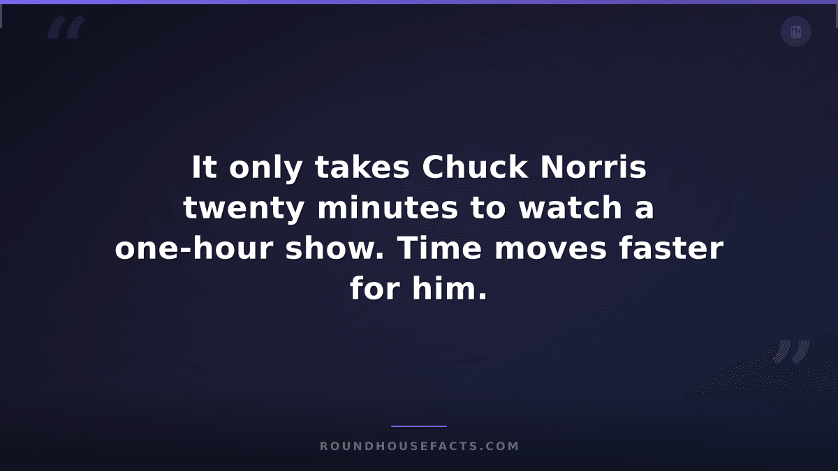 Chuck Norris Fact — It only takes Chuck Norris twenty minutes to watch a one-hou