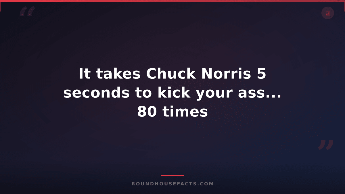 Chuck Norris Fact — It takes Chuck Norris 5 seconds to kick your ass... 80 times
