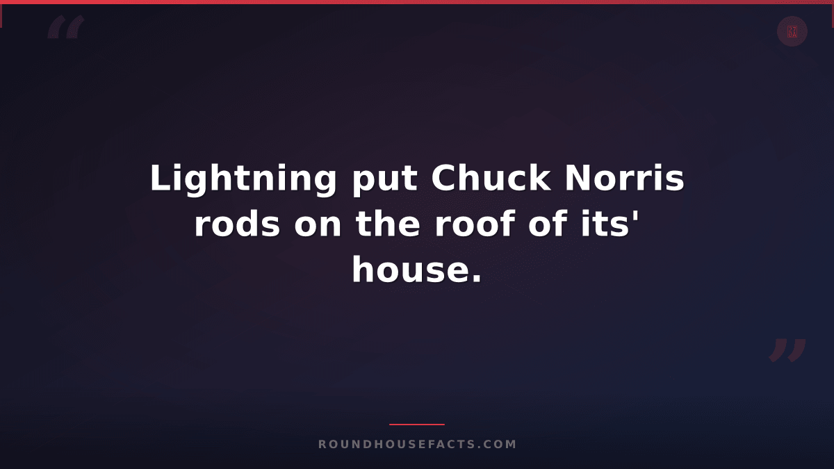 Chuck Norris Fact — Lightning put Chuck Norris rods on the roof of its' house.