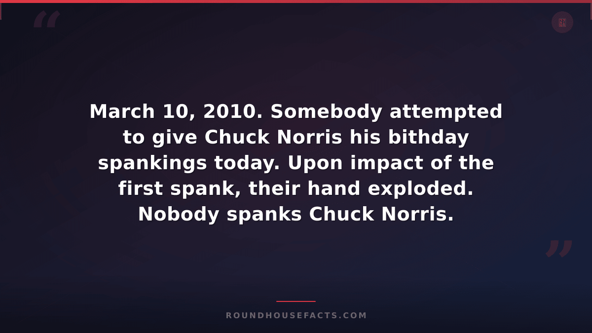 Chuck Norris Fact — March 10, 2010. Somebody attempted to give Chuck Norris his