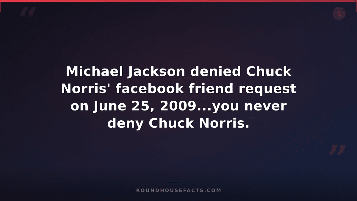 Chuck Norris Fact — Michael Jackson denied Chuck Norris' facebook friend request