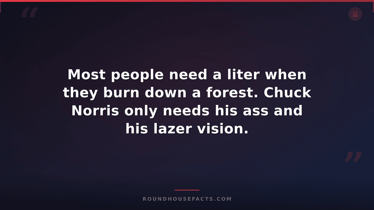 Chuck Norris Fact — Most people need a liter when they burn down a forest. Chuck