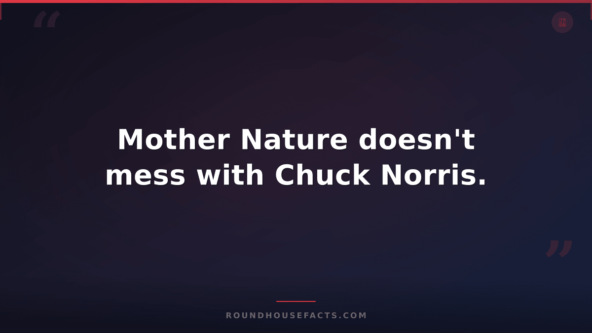 Chuck Norris Fact — Mother Nature doesn't mess with Chuck Norris.