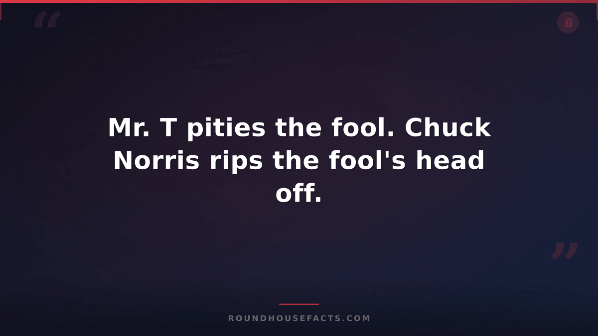 Chuck Norris Fact — Mr. T pities the fool. Chuck Norris rips the fool's head off