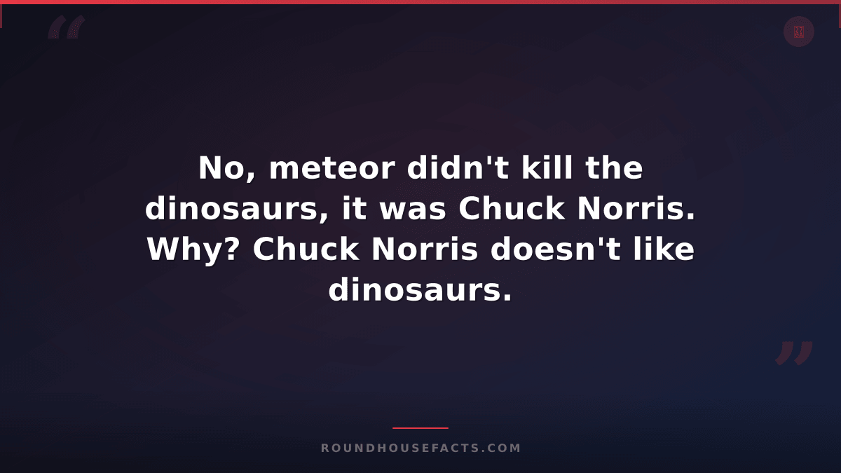 Chuck Norris Fact — No, meteor didn't kill the dinosaurs, it was Chuck Norris. W