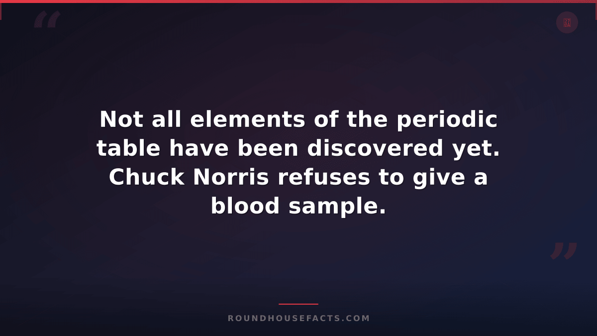 Chuck Norris Fact — Not all elements of the periodic table have been discovered