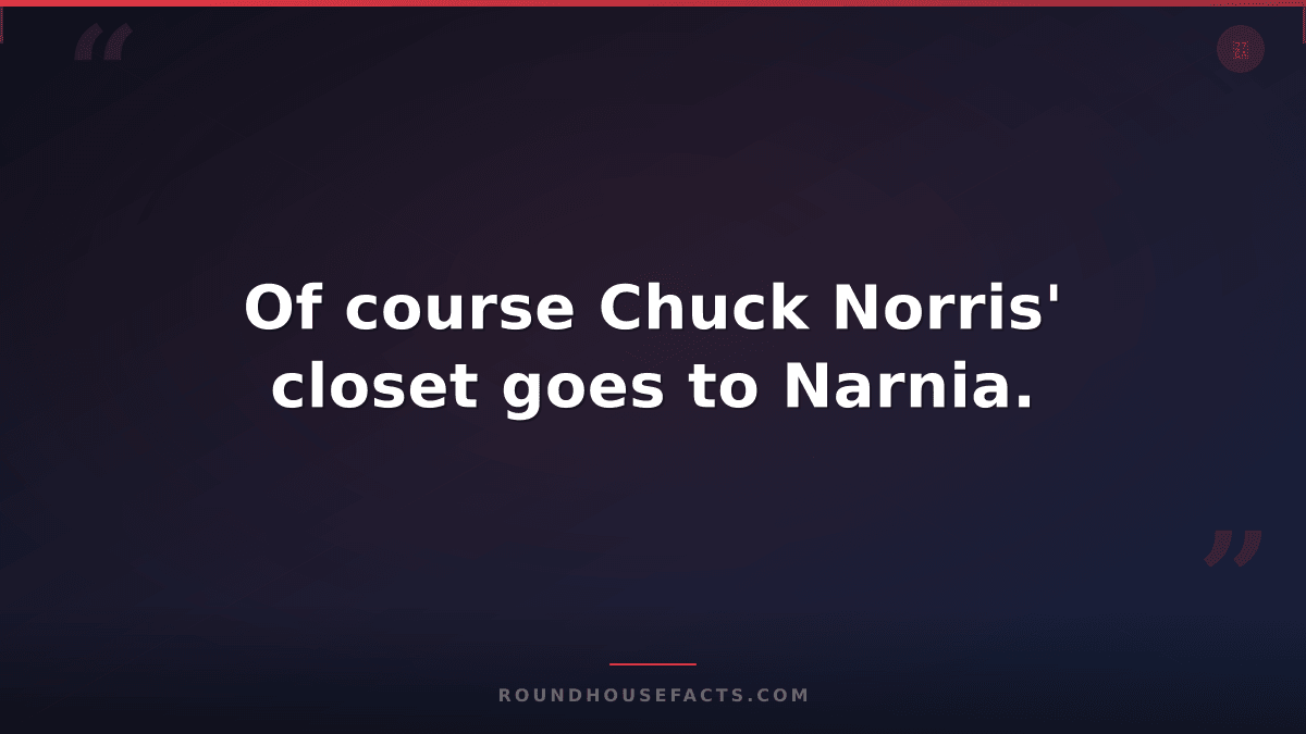 Chuck Norris Fact — Of course Chuck Norris' closet goes to Narnia.