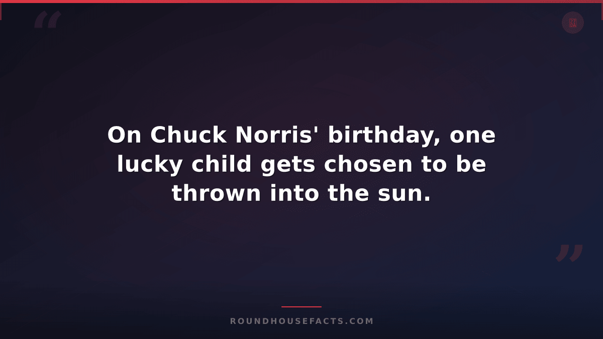 Chuck Norris Fact — On Chuck Norris' birthday, one lucky child gets chosen to be