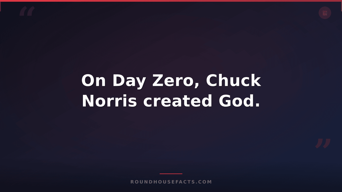 Chuck Norris Fact — On Day Zero, Chuck Norris created God.