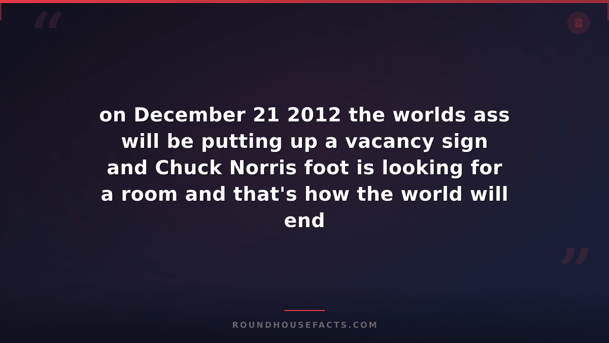 Chuck Norris Fact — on December 21 2012 the worlds ass will be putting up a vaca