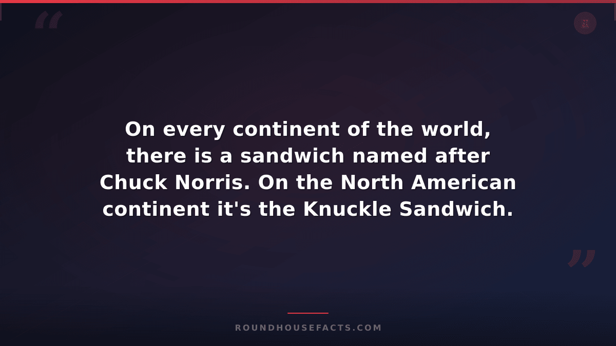 Chuck Norris Fact — On every continent of the world, there is a sandwich named a