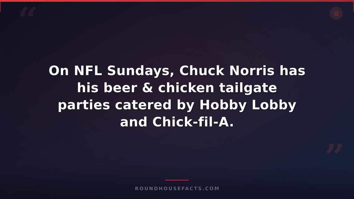 Chuck Norris Fact — On NFL Sundays, Chuck Norris has his beer & chicken tailgate