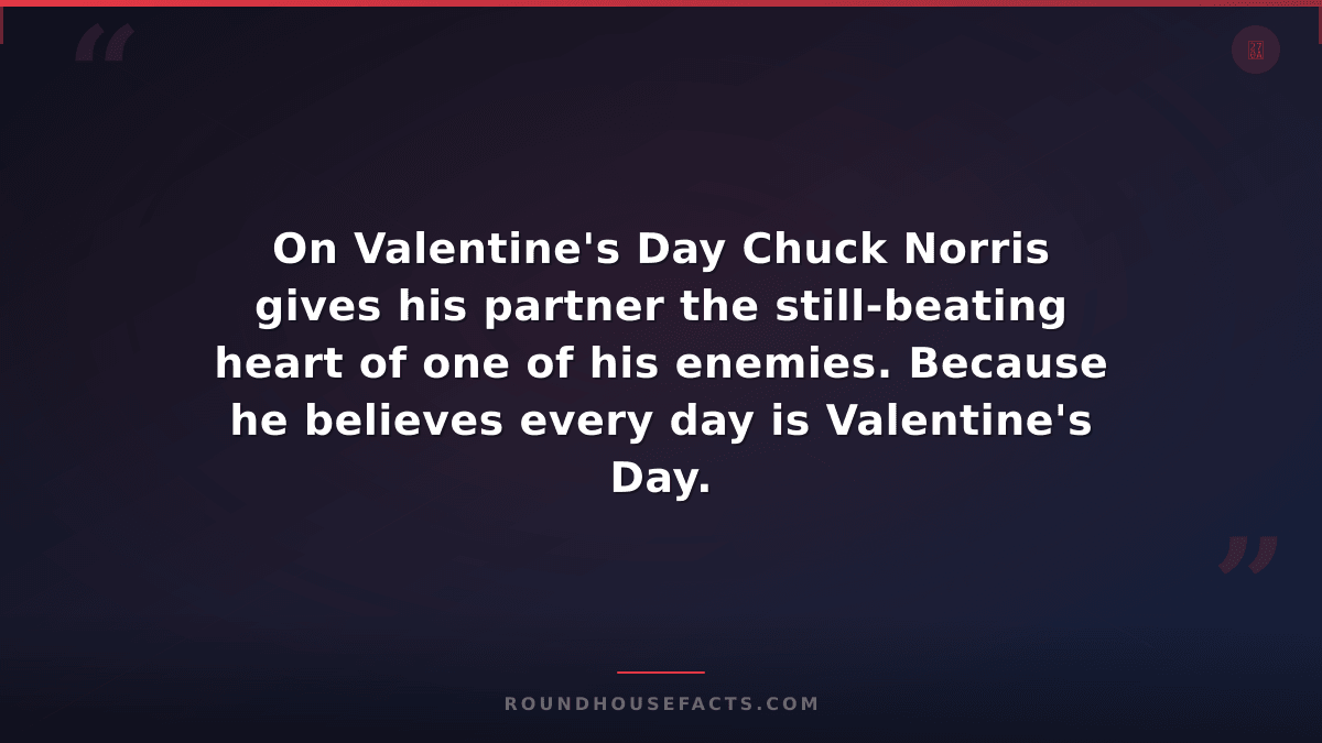 Chuck Norris Fact — On Valentine's Day Chuck Norris gives his partner the still-