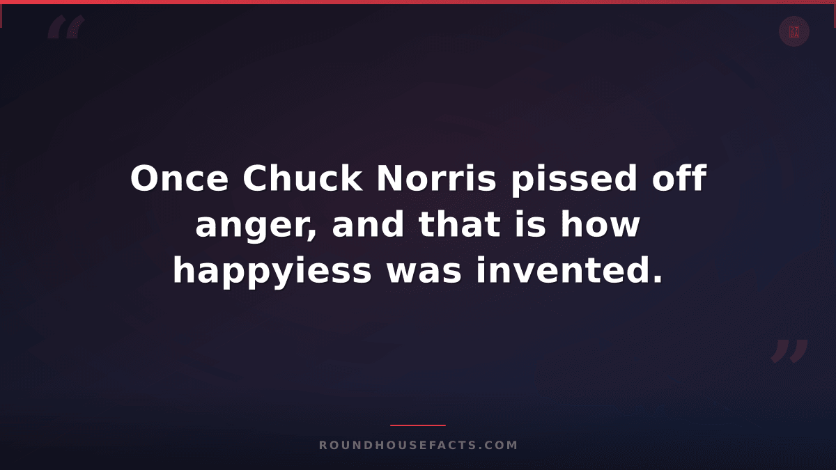 Chuck Norris Fact — Once Chuck Norris pissed off anger, and that is how happyies