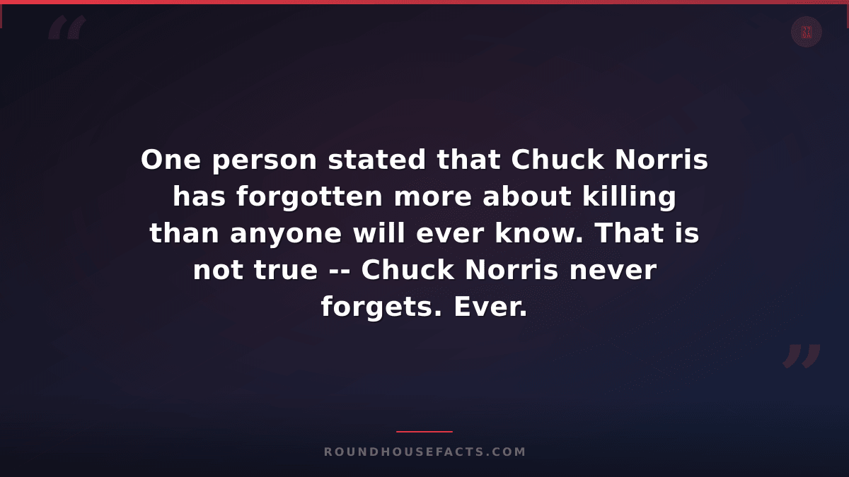 Chuck Norris Fact — One person stated that Chuck Norris has forgotten more about