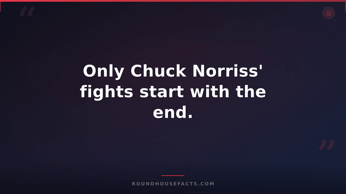 Chuck Norris Fact — Only Chuck Norriss' fights start with the end.