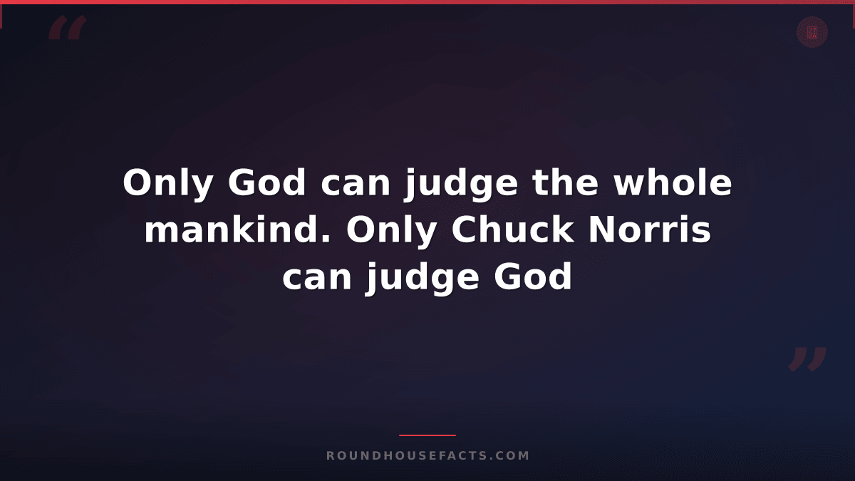 Chuck Norris Fact — Only God can judge the whole mankind. Only Chuck Norris can