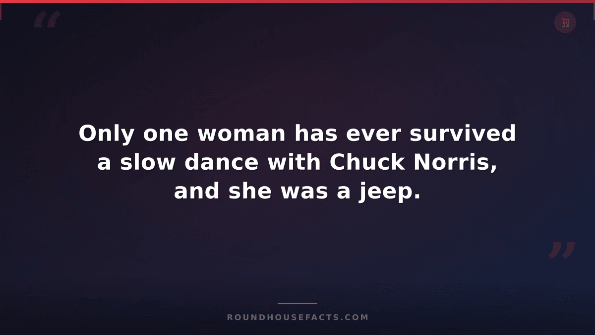 Chuck Norris Fact — Only one woman has ever survived a slow dance with Chuck Nor
