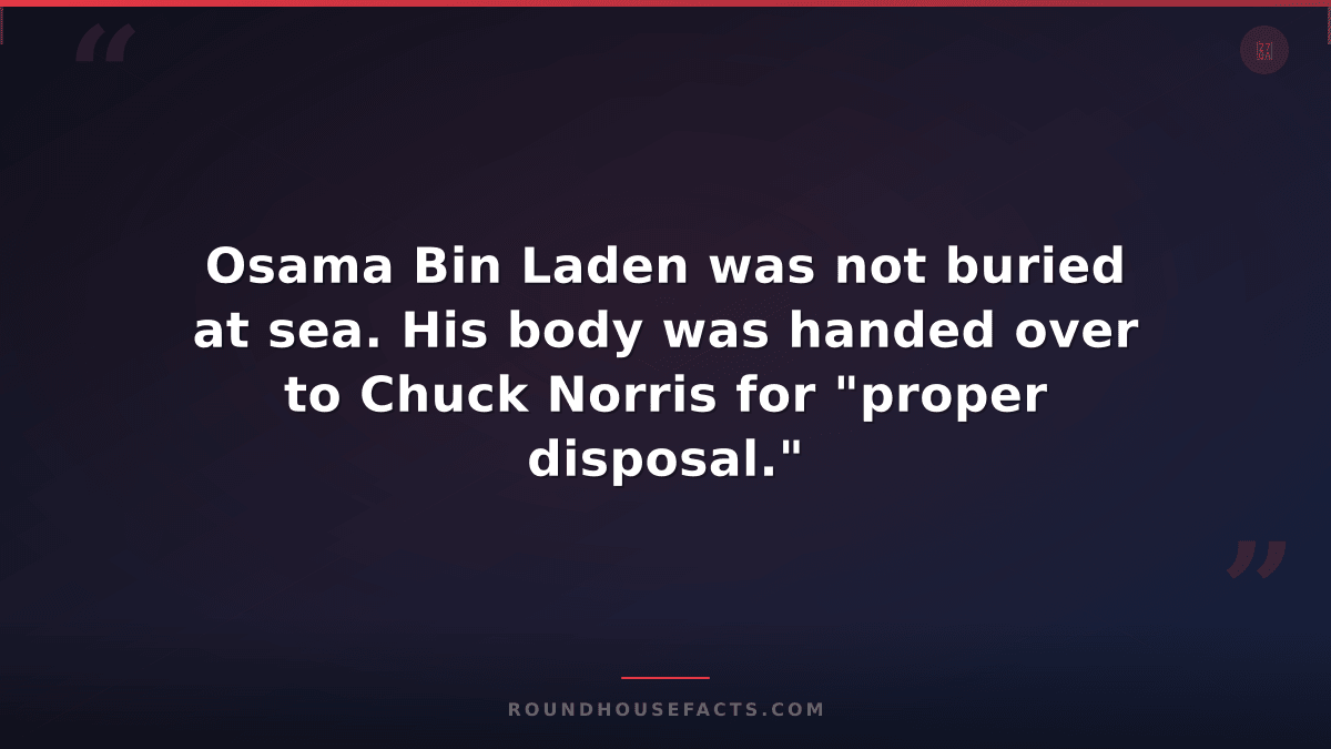 Chuck Norris Fact — Osama Bin Laden was not buried at sea. His body was handed o